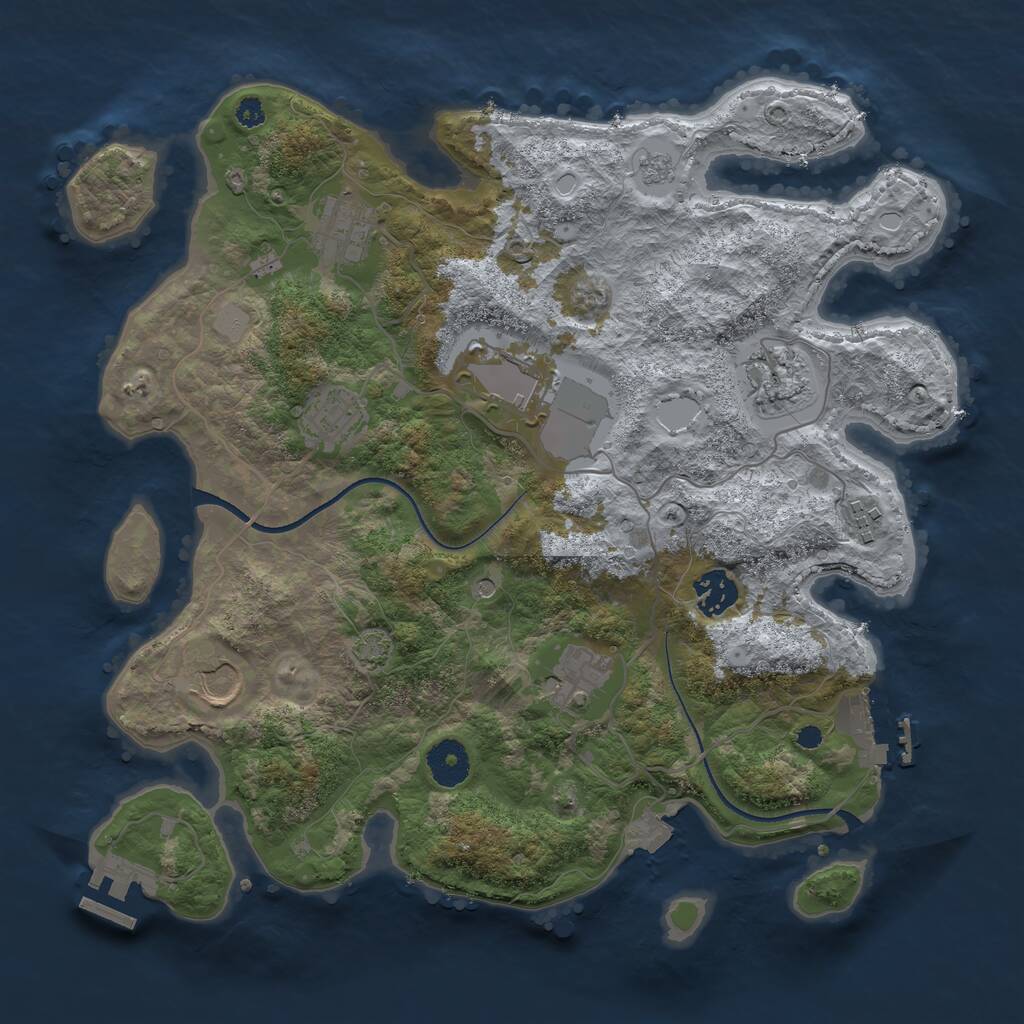 Rust Map: Procedural Map, Size: 3500, Seed: 571594909, 14 Monuments