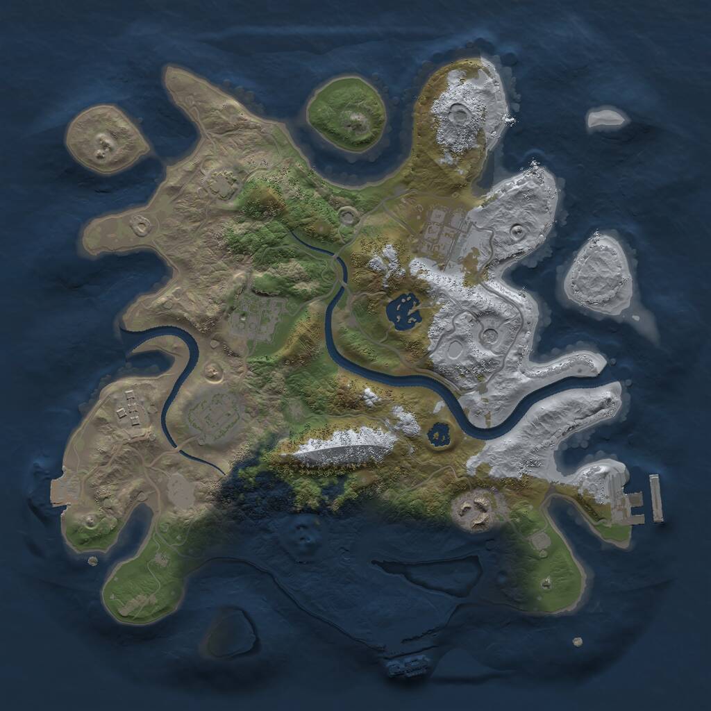 Rust Map: Procedural Map, Size: 3000, Seed: 1994336869, 11 Monuments