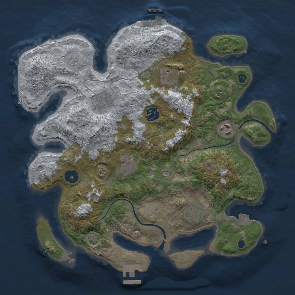 Rust Map: Procedural Map, Size: 3300, Seed: 1977992717, 13 Monuments