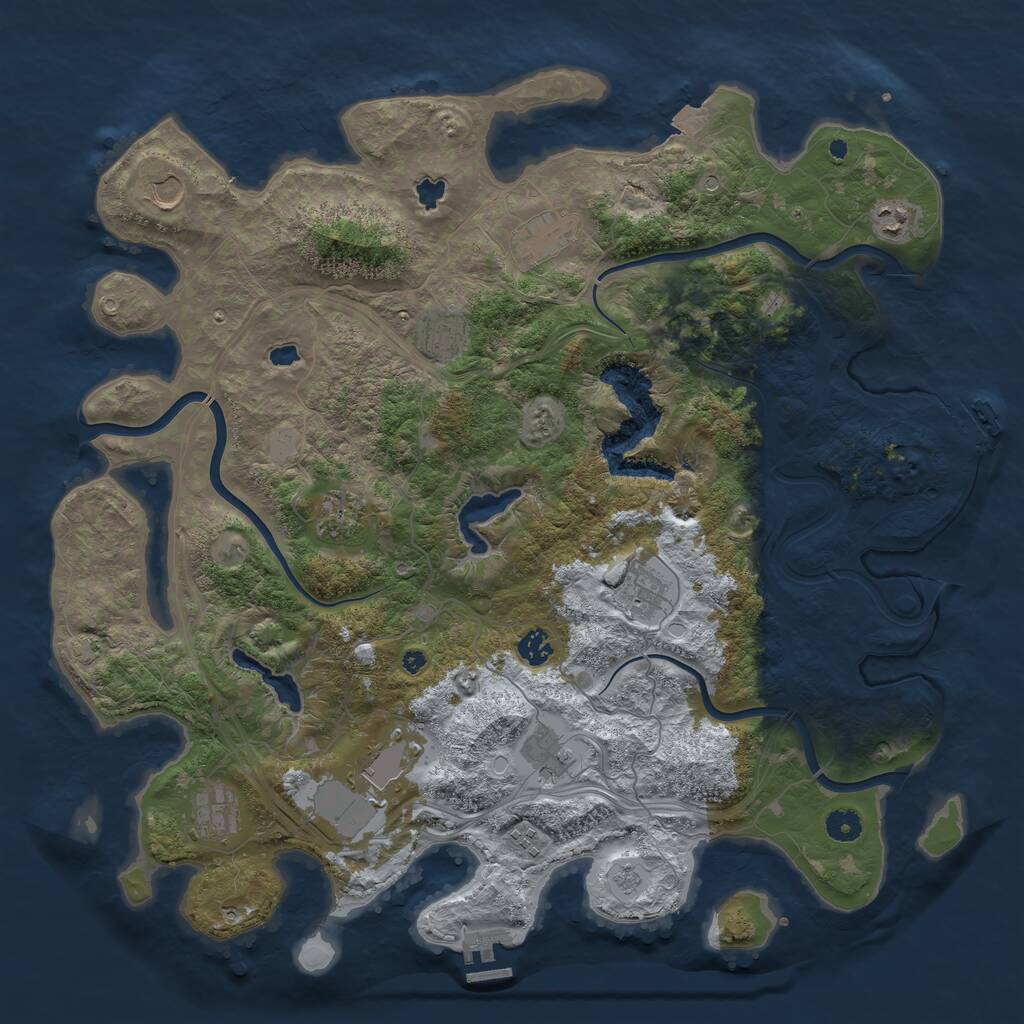 Rust Map: Procedural Map, Size: 4500, Seed: 74005010, 17 Monuments