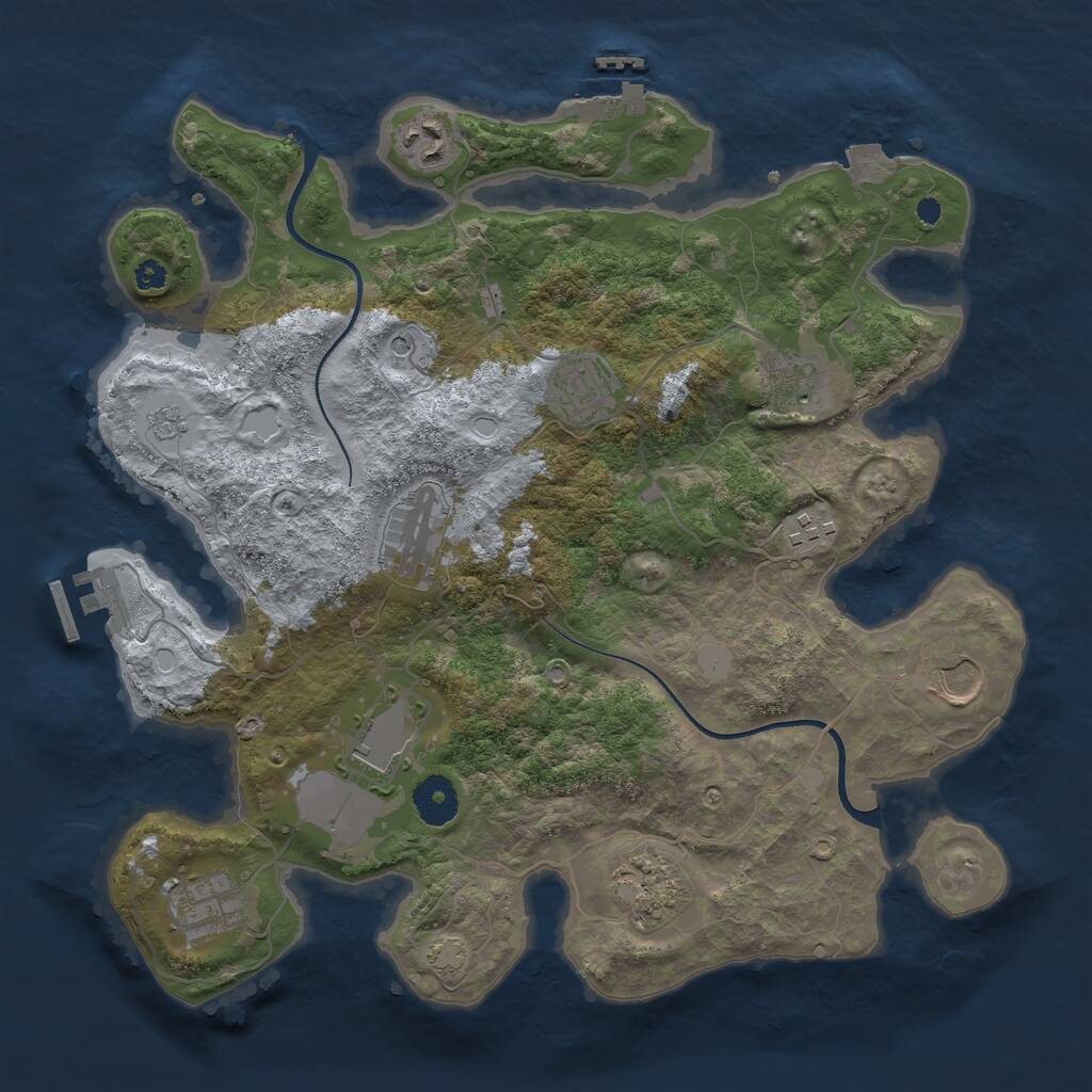 Rust Map: Procedural Map, Size: 3500, Seed: 940868817, 15 Monuments