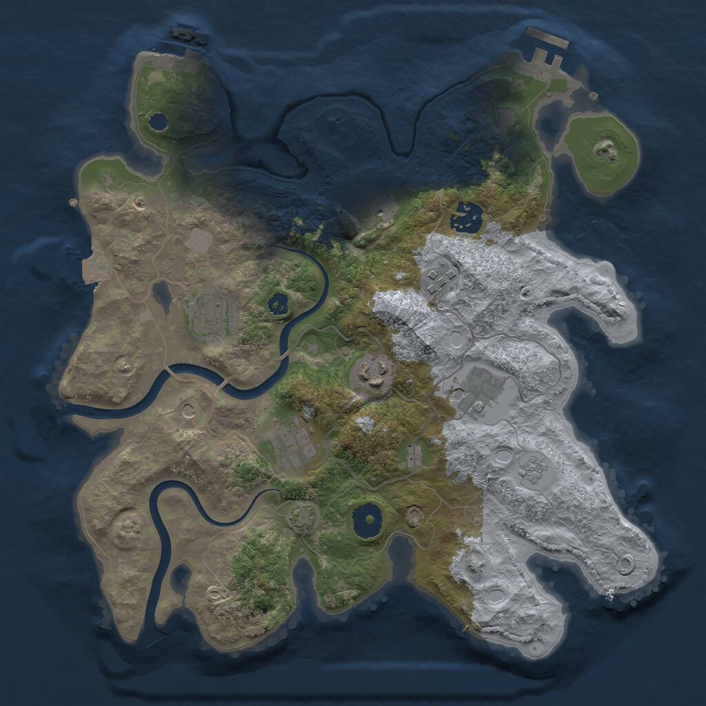 Rust Map: Procedural Map, Size: 3250, Seed: 2068231056, 13 Monuments