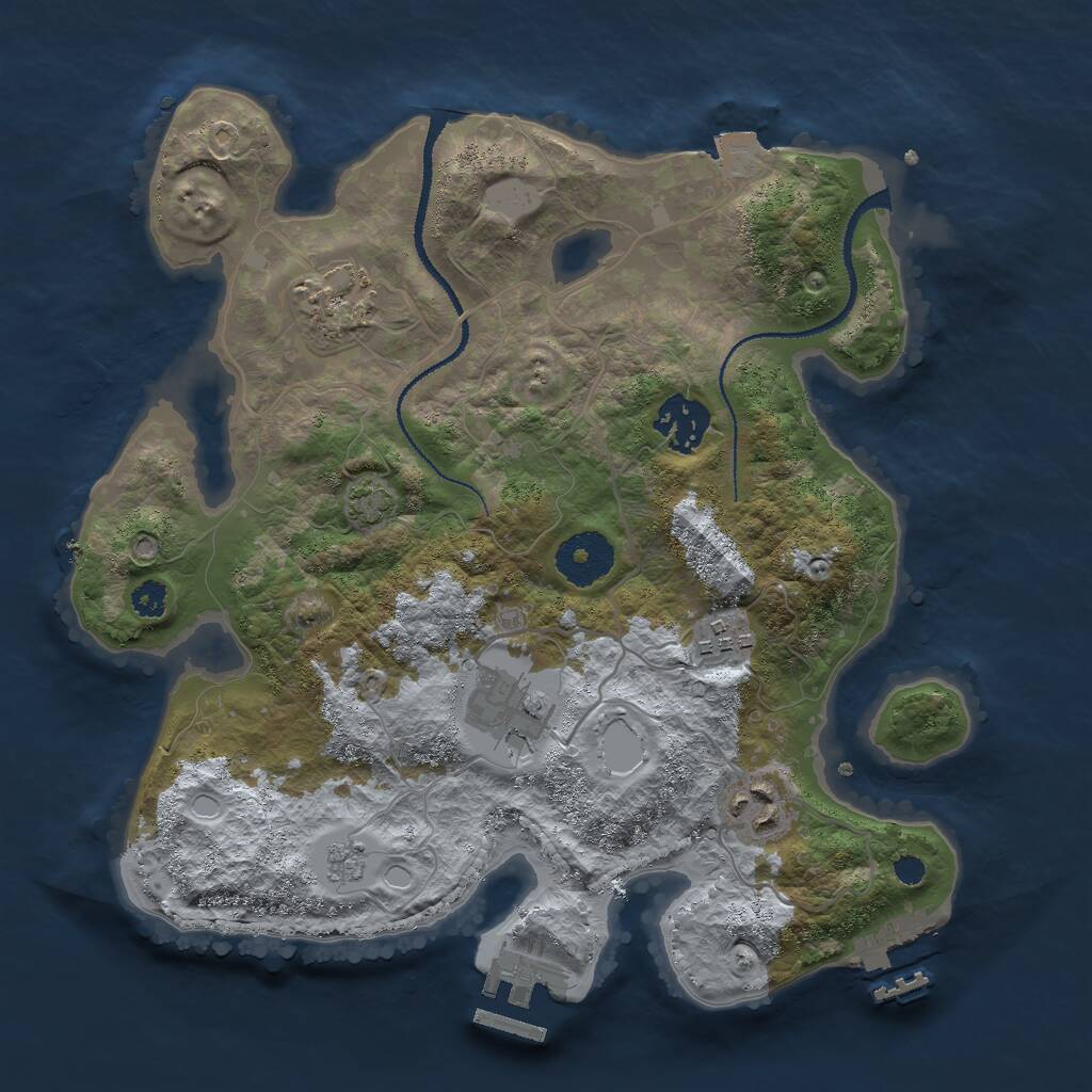Rust Map: Procedural Map, Size: 3000, Seed: 1243523985, 10 Monuments