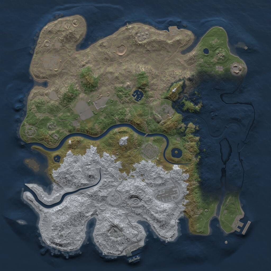 Rust Map: Procedural Map, Size: 3750, Seed: 361901467, 15 Monuments