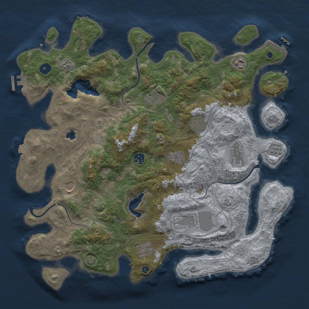 Rust Map: Procedural Map, Size: 4250, Seed: 51952851, 16 Monuments