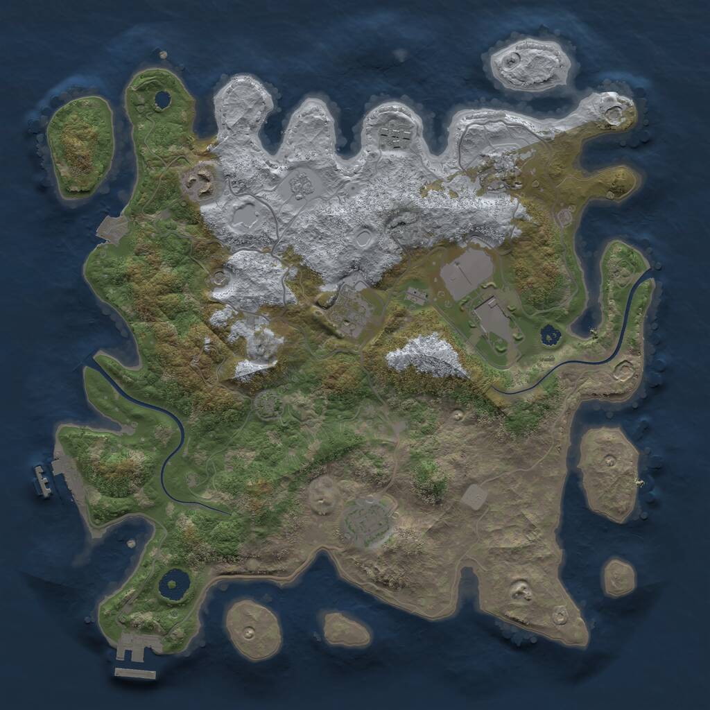 Rust Map: Procedural Map, Size: 3500, Seed: 1355129200, 12 Monuments
