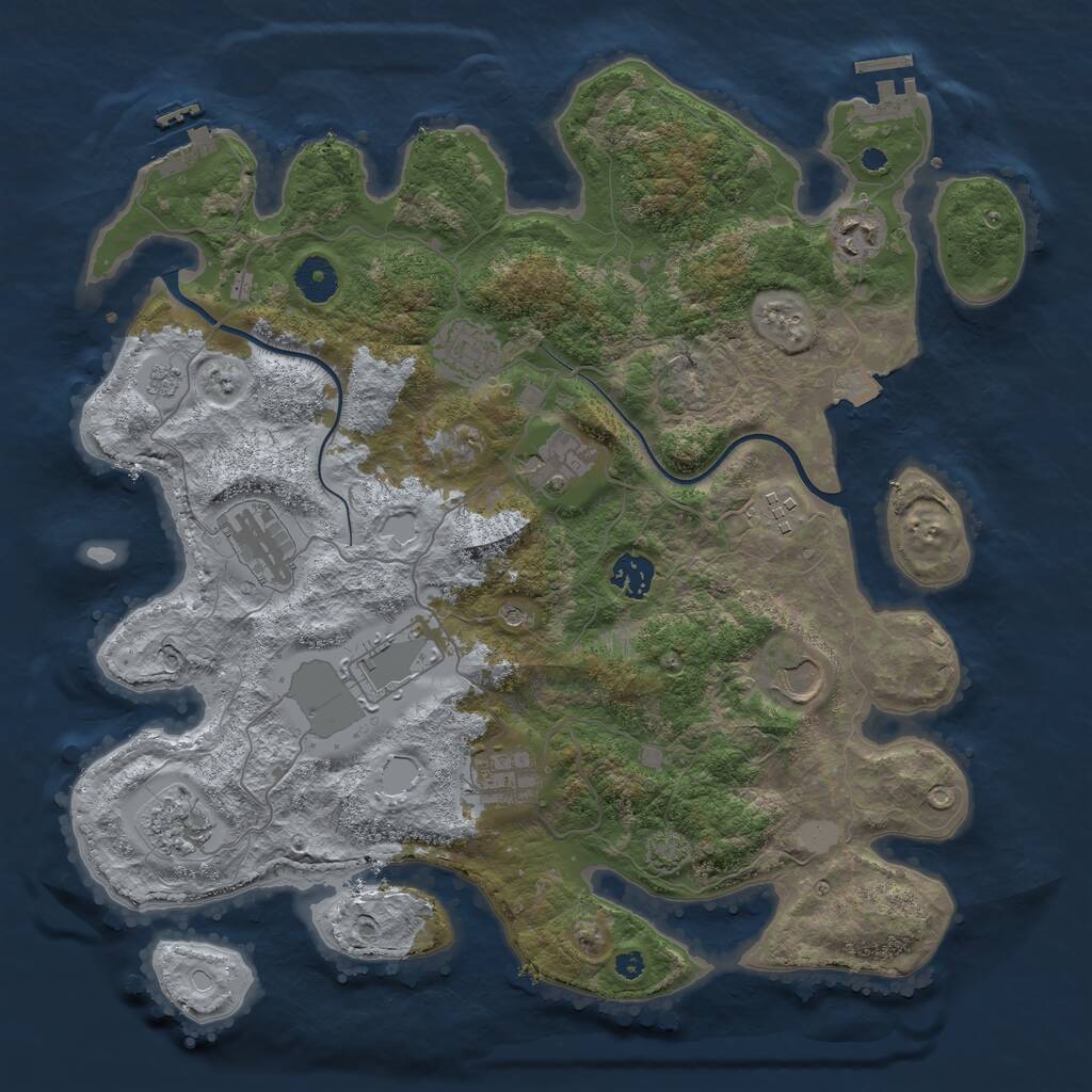 Rust Map: Procedural Map, Size: 3800, Seed: 890513727, 16 Monuments