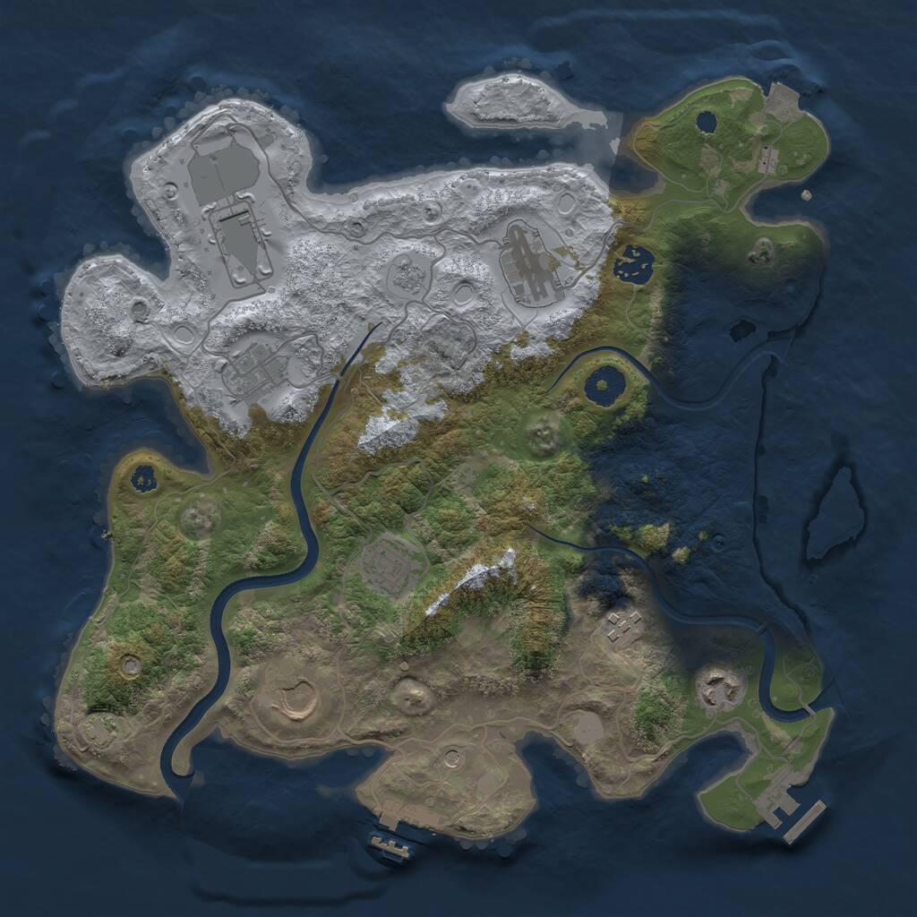 Rust Map: Procedural Map, Size: 3500, Seed: 2142548041, 14 Monuments