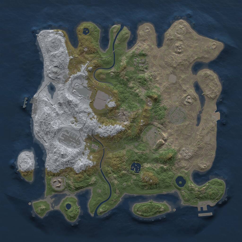 Rust Map: Procedural Map, Size: 3500, Seed: 465440869, 14 Monuments