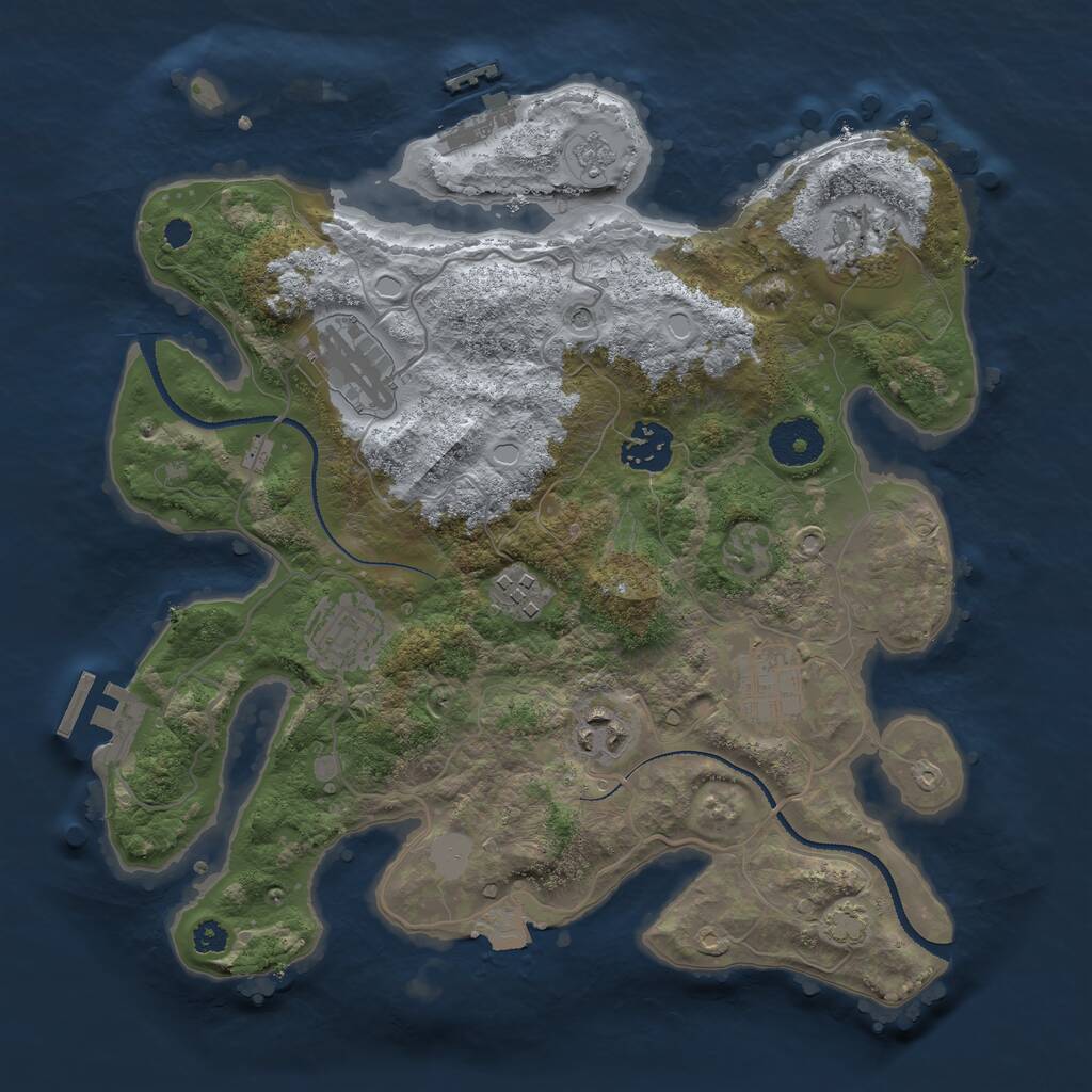 Rust Map: Procedural Map, Size: 3200, Seed: 848888, 13 Monuments