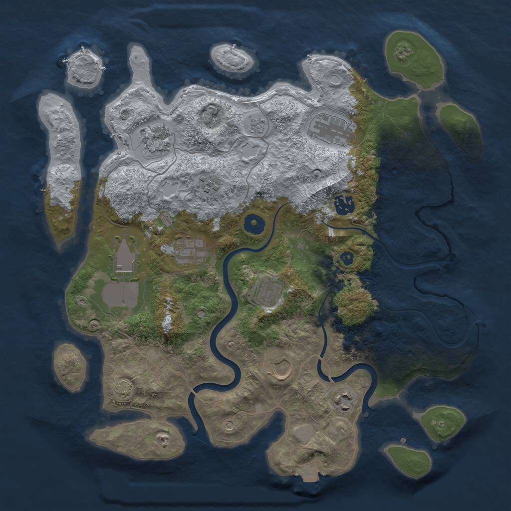 Rust Map: Procedural Map, Size: 3700, Seed: 1014009656, 13 Monuments