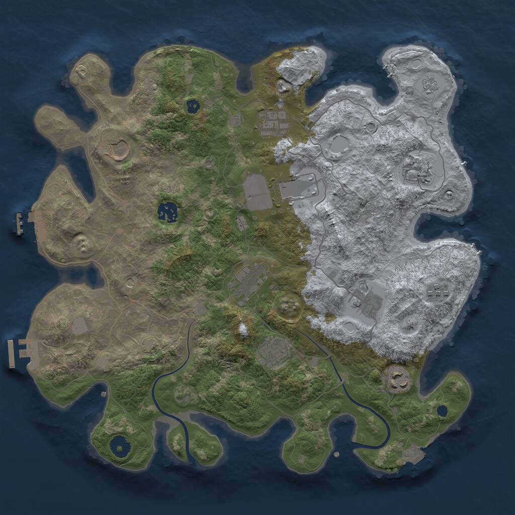 Rust Map: Procedural Map, Size: 3700, Seed: 1310494372, 16 Monuments
