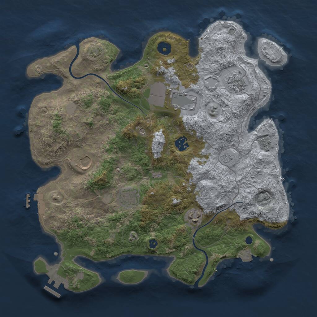 Rust Map: Procedural Map, Size: 3500, Seed: 331215626, 13 Monuments