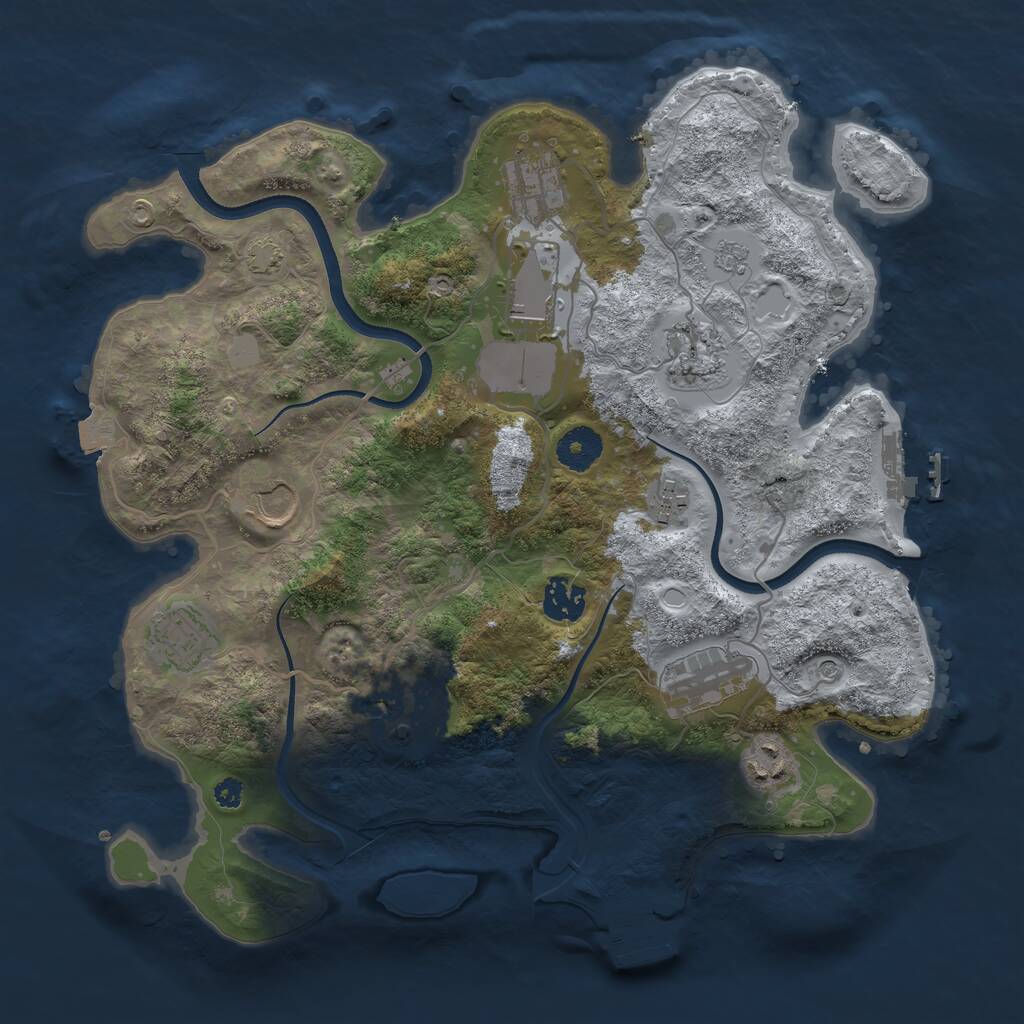 Rust Map: Procedural Map, Size: 3500, Seed: 331215626, 16 Monuments