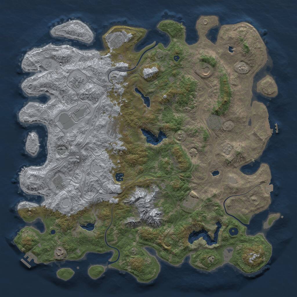 Rust Map: Procedural Map, Size: 5000, Seed: 2055612577, 17 Monuments