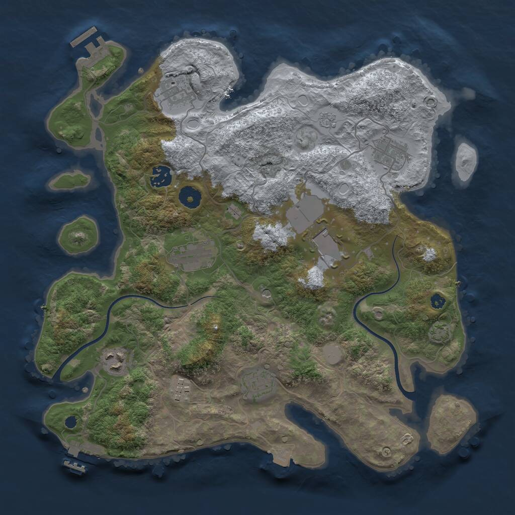 Rust Map: Procedural Map, Size: 3500, Seed: 12798374, 14 Monuments