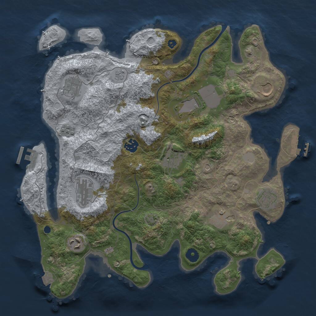Rust Map: Procedural Map, Size: 3600, Seed: 136, 16 Monuments