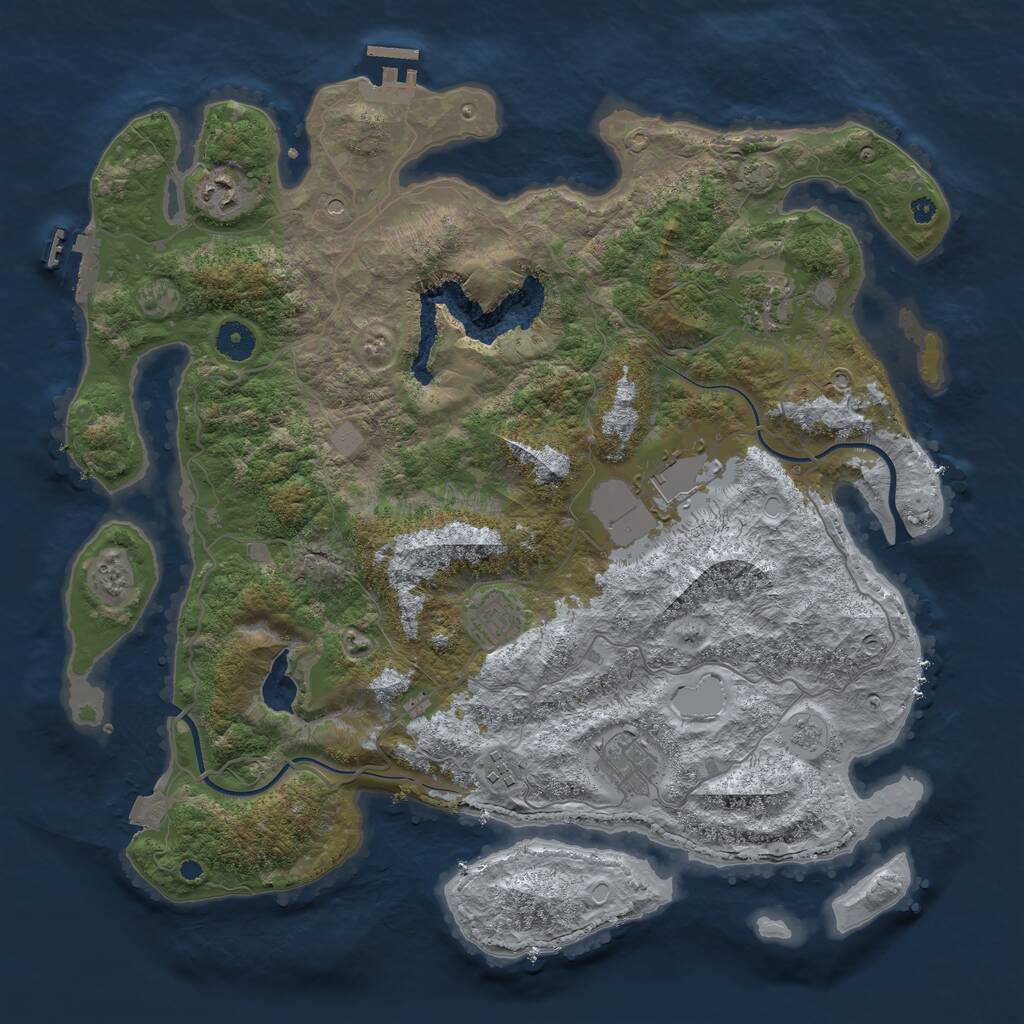 Rust Map: Procedural Map, Size: 4000, Seed: 2011086645, 12 Monuments