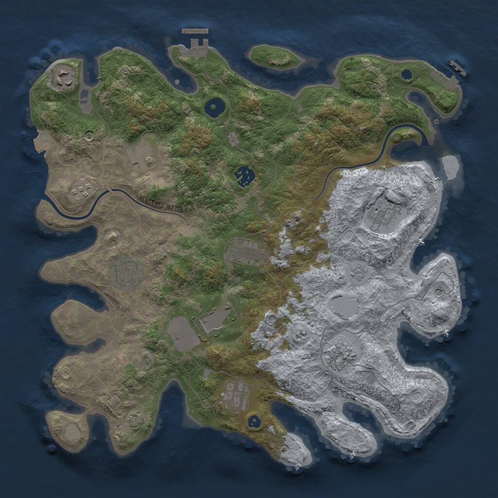 Rust Map: Procedural Map, Size: 3800, Seed: 1462449908, 16 Monuments
