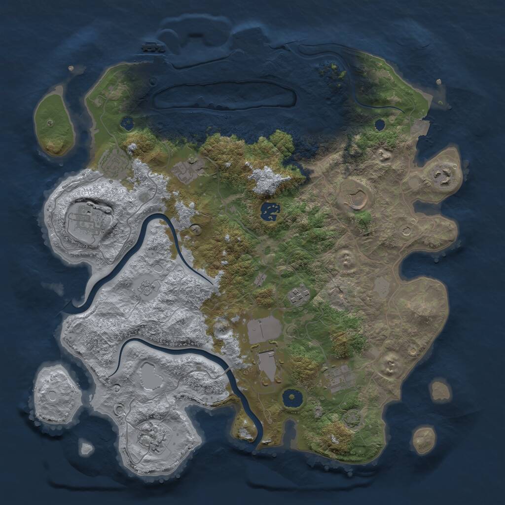Rust Map: Procedural Map, Size: 3850, Seed: 137358424, 16 Monuments