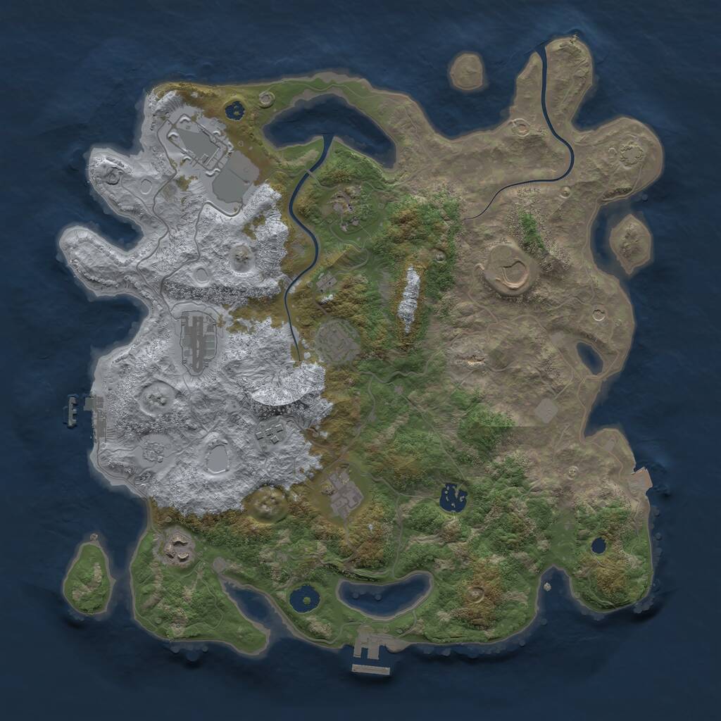 Rust Map: Procedural Map, Size: 3850, Seed: 64257427, 15 Monuments