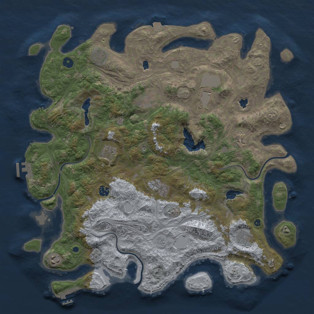 Rust Map: Procedural Map, Size: 4500, Seed: 2114935455, 16 Monuments