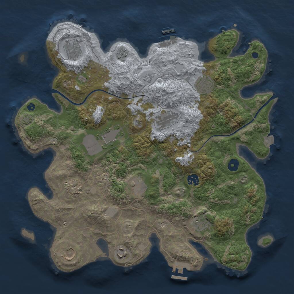Rust Map: Procedural Map, Size: 3750, Seed: 1239262616, 17 Monuments