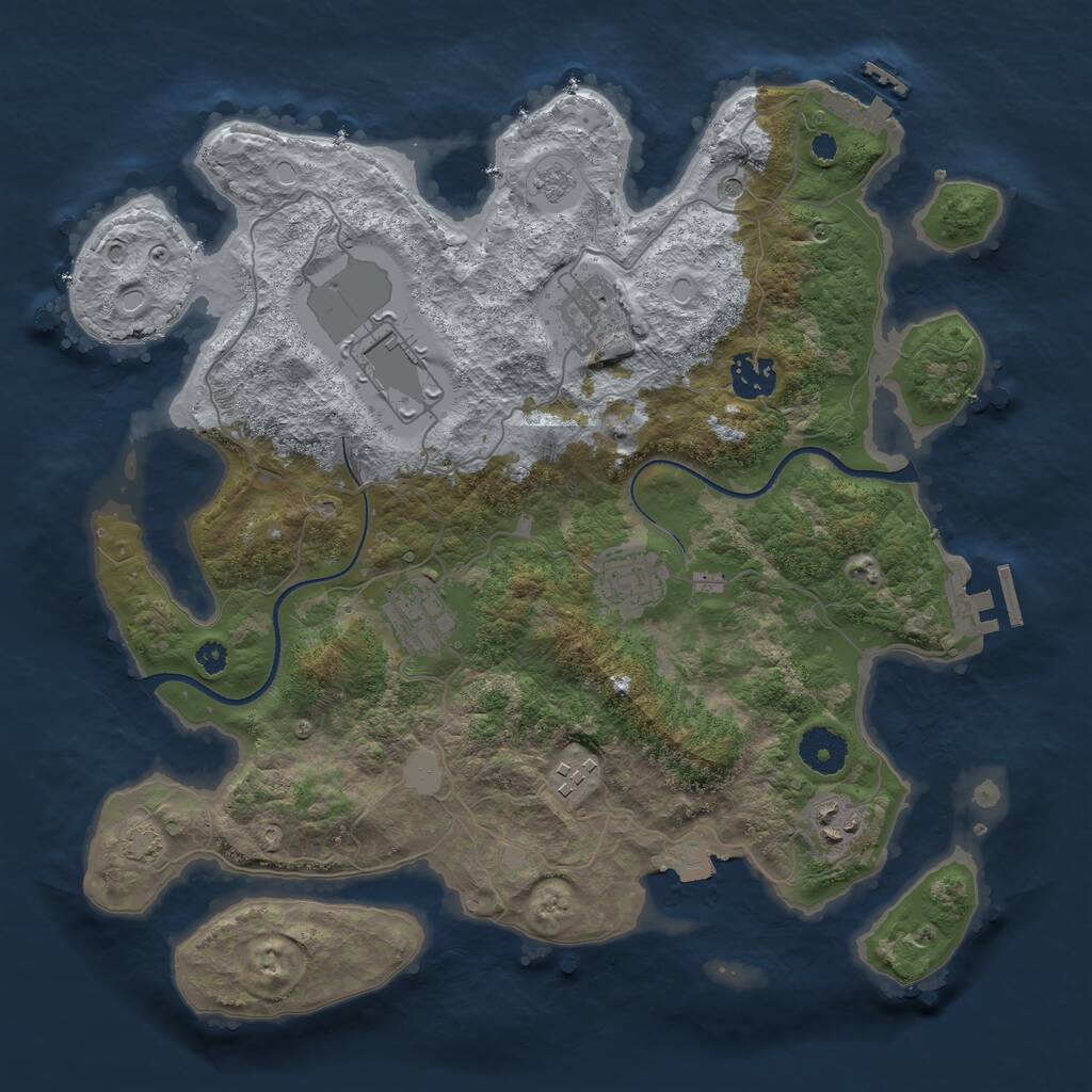Rust Map: Procedural Map, Size: 3500, Seed: 262637064, 13 Monuments