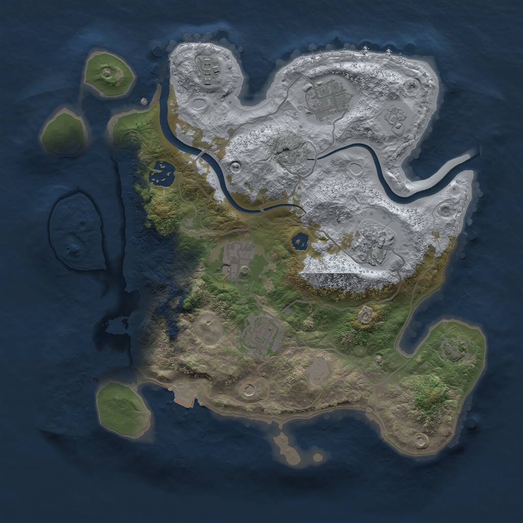 Rust Map: Procedural Map, Size: 3000, Seed: 1853754779, 10 Monuments