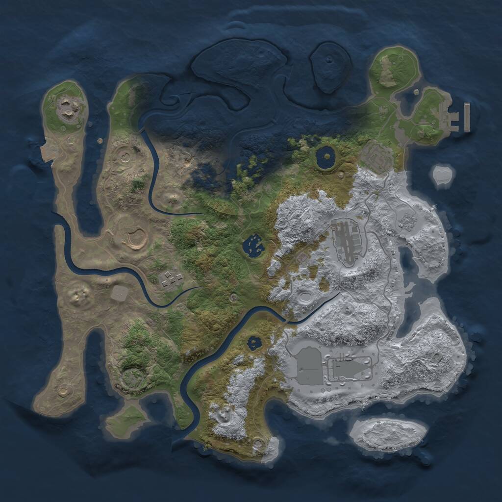 Rust Map: Procedural Map, Size: 3500, Seed: 1168935121, 12 Monuments