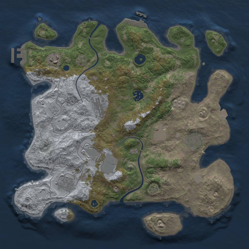 Rust Map: Procedural Map, Size: 3500, Seed: 20250227, 13 Monuments