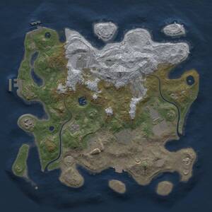 Thumbnail Rust Map: Procedural Map, Size: 3500, Seed: 739575442, 14 Monuments