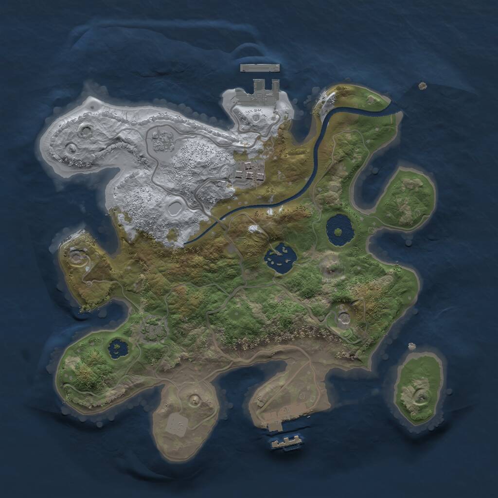 Rust Map: Procedural Map, Size: 2550, Seed: 92379523, 8 Monuments