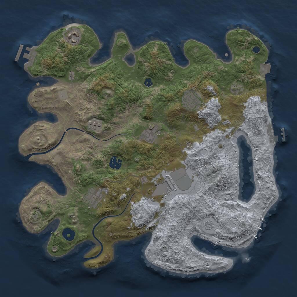 Rust Map: Procedural Map, Size: 3500, Seed: 19177164, 13 Monuments