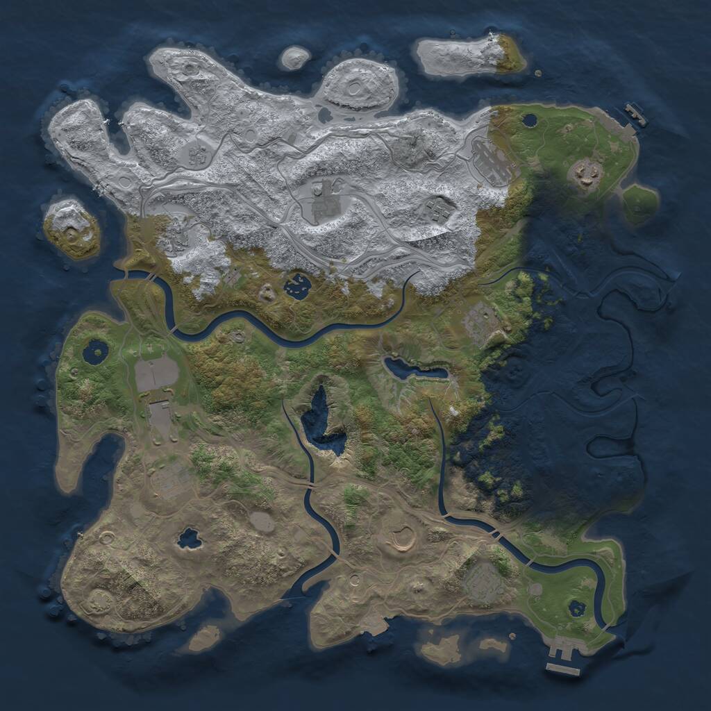 Rust Map: Procedural Map, Size: 4250, Seed: 1278930626, 17 Monuments
