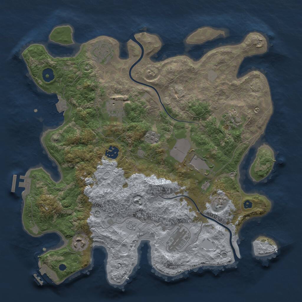 Rust Map: Procedural Map, Size: 3500, Seed: 346864553, 14 Monuments