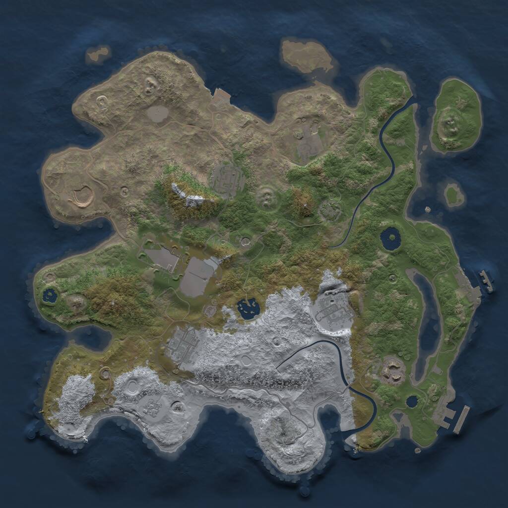 Rust Map: Procedural Map, Size: 3500, Seed: 1547460737, 14 Monuments