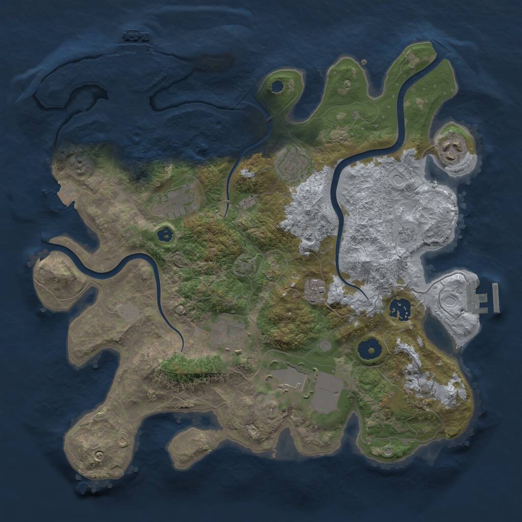 Rust Map: Procedural Map, Size: 3500, Seed: 752113216, 13 Monuments