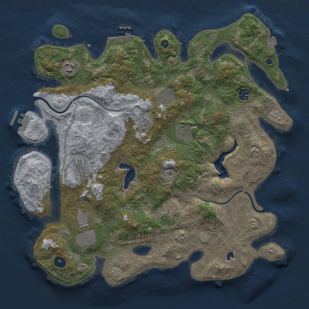 Rust Map: Procedural Map, Size: 4000, Seed: 738340050, 14 Monuments