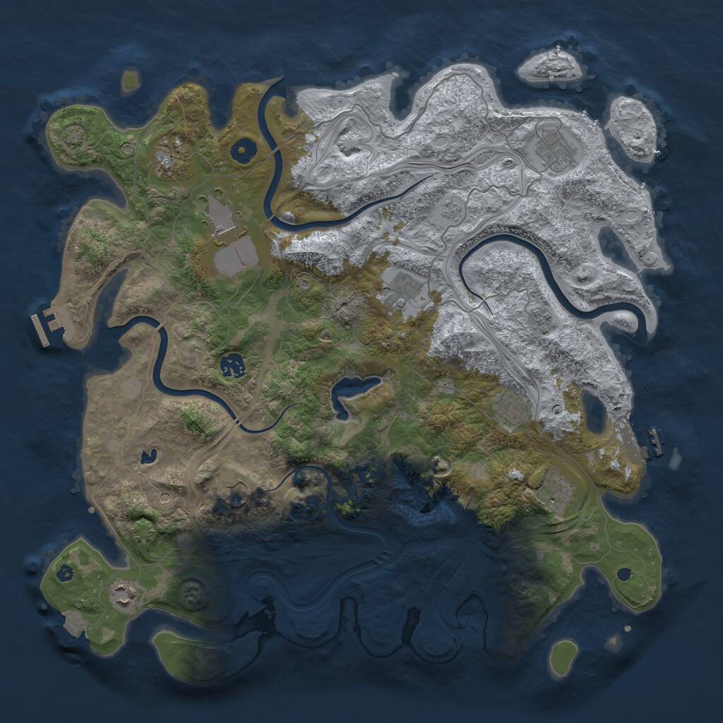 Rust Map: Procedural Map, Size: 4300, Seed: 86154810, 16 Monuments