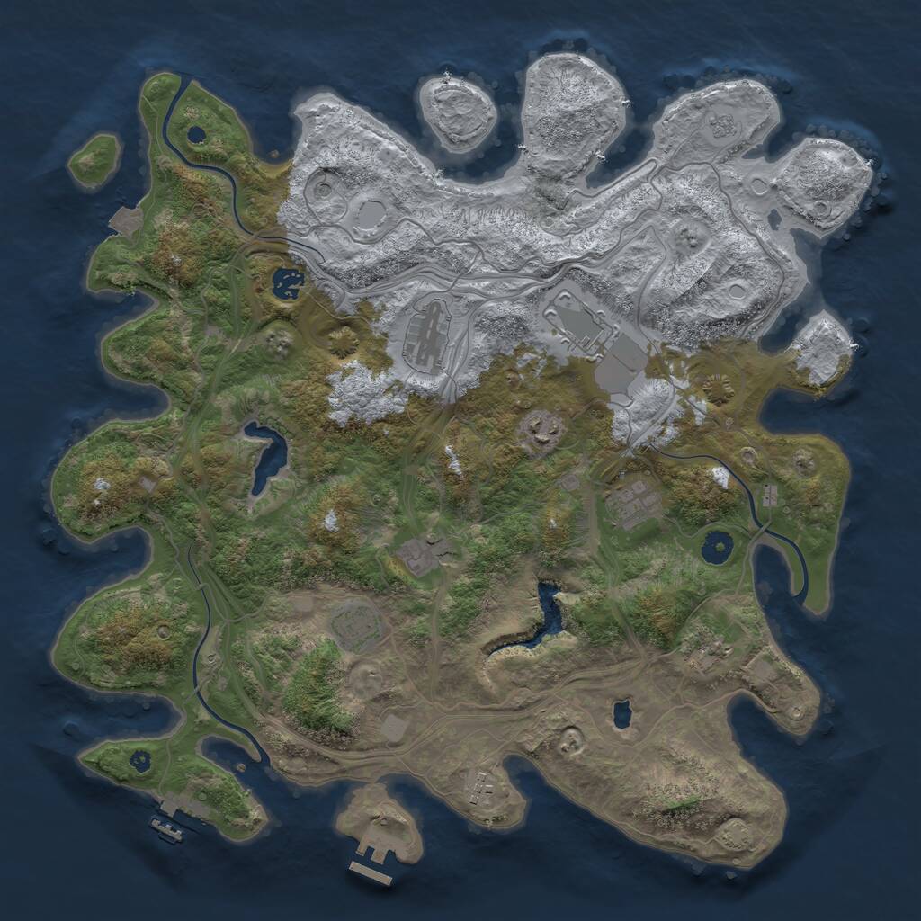 Rust Map: Procedural Map, Size: 4250, Seed: 410285007, 15 Monuments