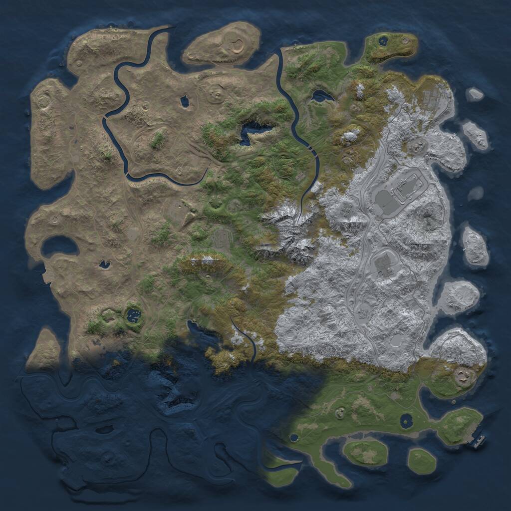 Rust Map: Procedural Map, Size: 5500, Seed: 847783697, 17 Monuments
