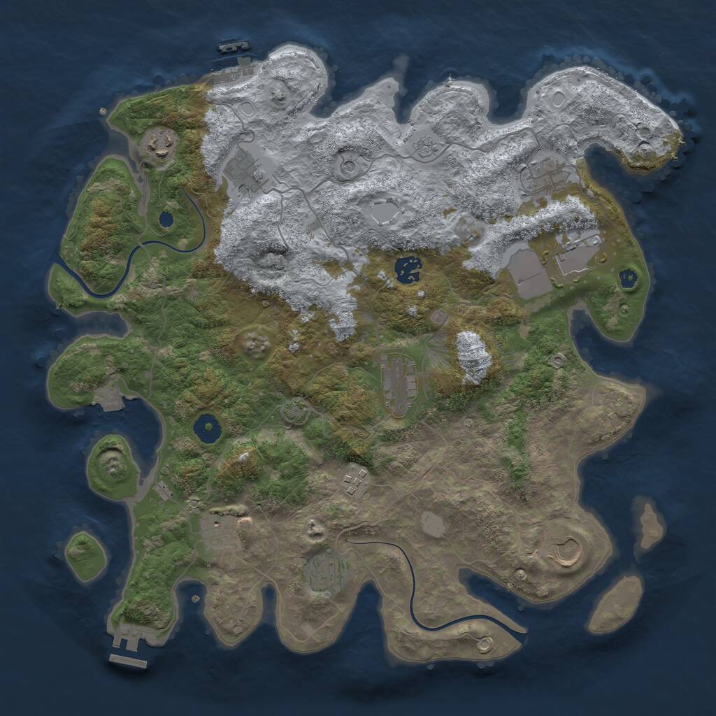 Rust Map: Procedural Map, Size: 3850, Seed: 12245760, 16 Monuments
