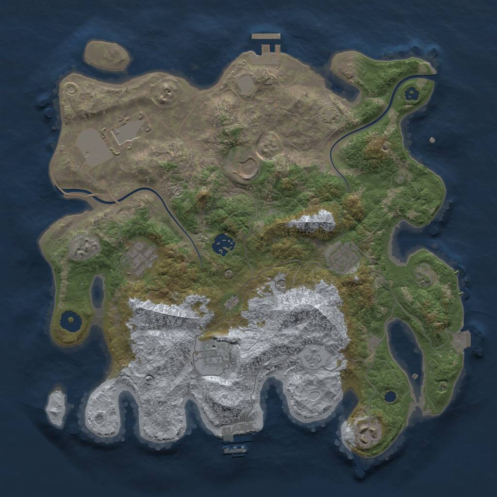 Rust Map: Procedural Map, Size: 3500, Seed: 1658548870, 13 Monuments