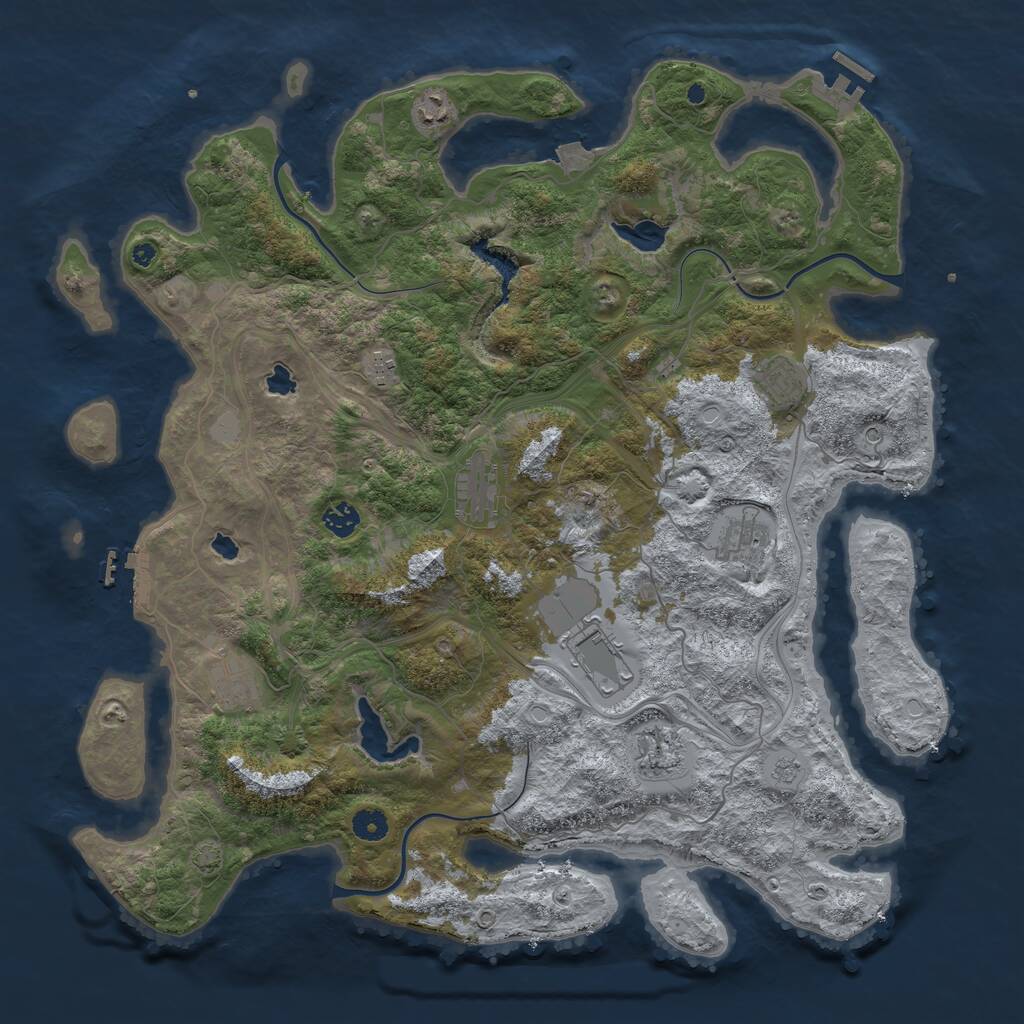 Rust Map: Procedural Map, Size: 4500, Seed: 1225692150, 15 Monuments