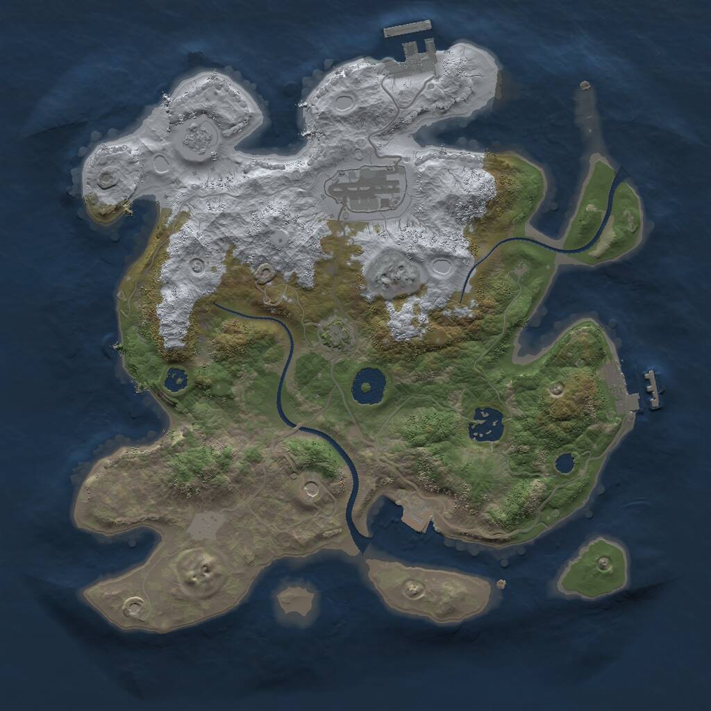 Rust Map: Procedural Map, Size: 3000, Seed: 2064306822, 8 Monuments
