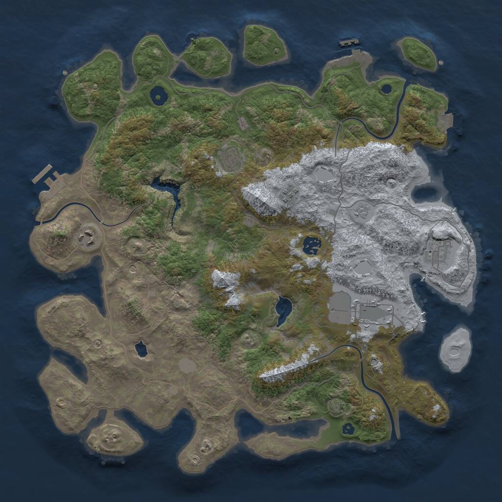 Rust Map: Procedural Map, Size: 4100, Seed: 333333, 12 Monuments