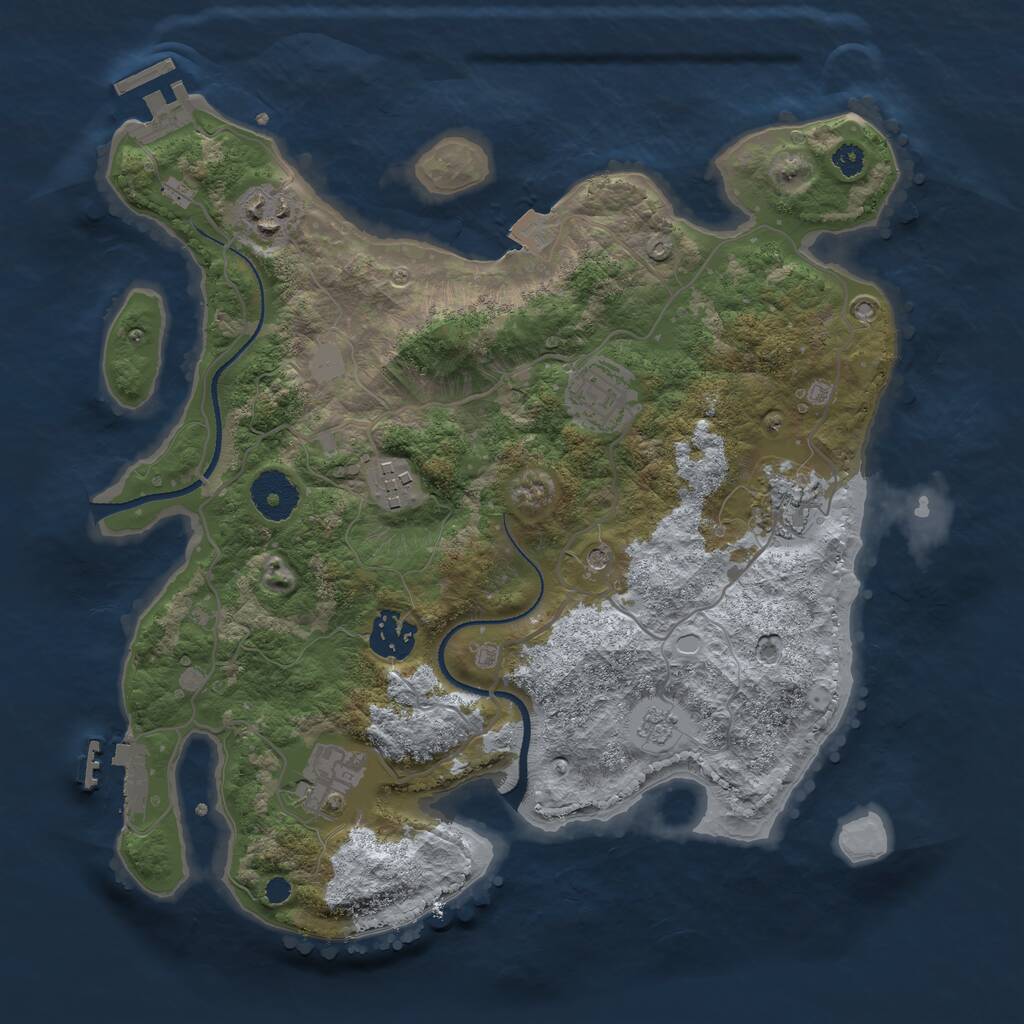 Rust Map: Procedural Map, Size: 3250, Seed: 1038921313, 11 Monuments