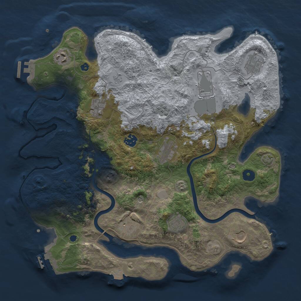 Rust Map: Procedural Map, Size: 3700, Seed: 1323855252, 16 Monuments