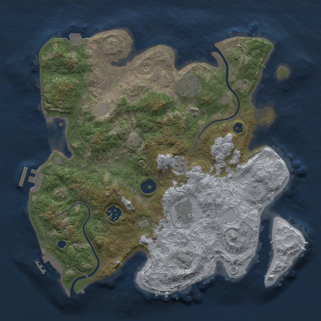 Rust Map: Procedural Map, Size: 3250, Seed: 2065268854, 10 Monuments